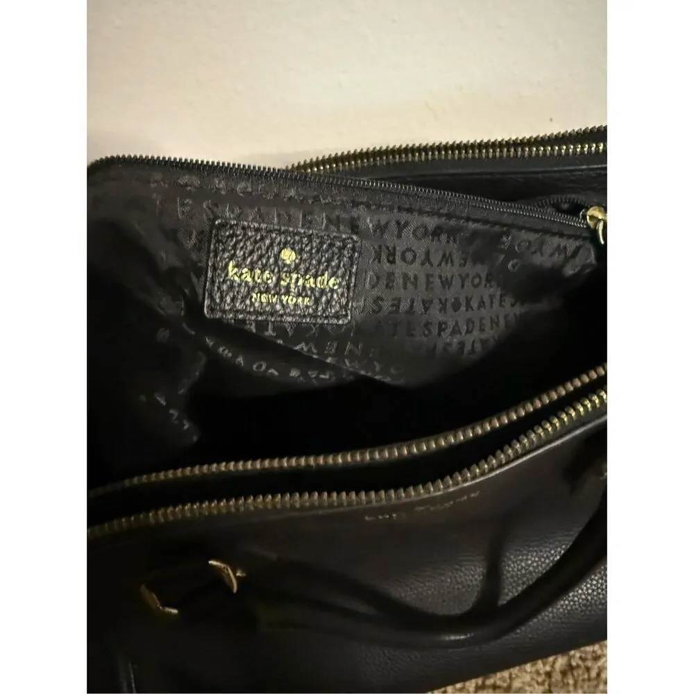 Kate Spade Pebbled Leather Double Zipper Closure Satchel Black